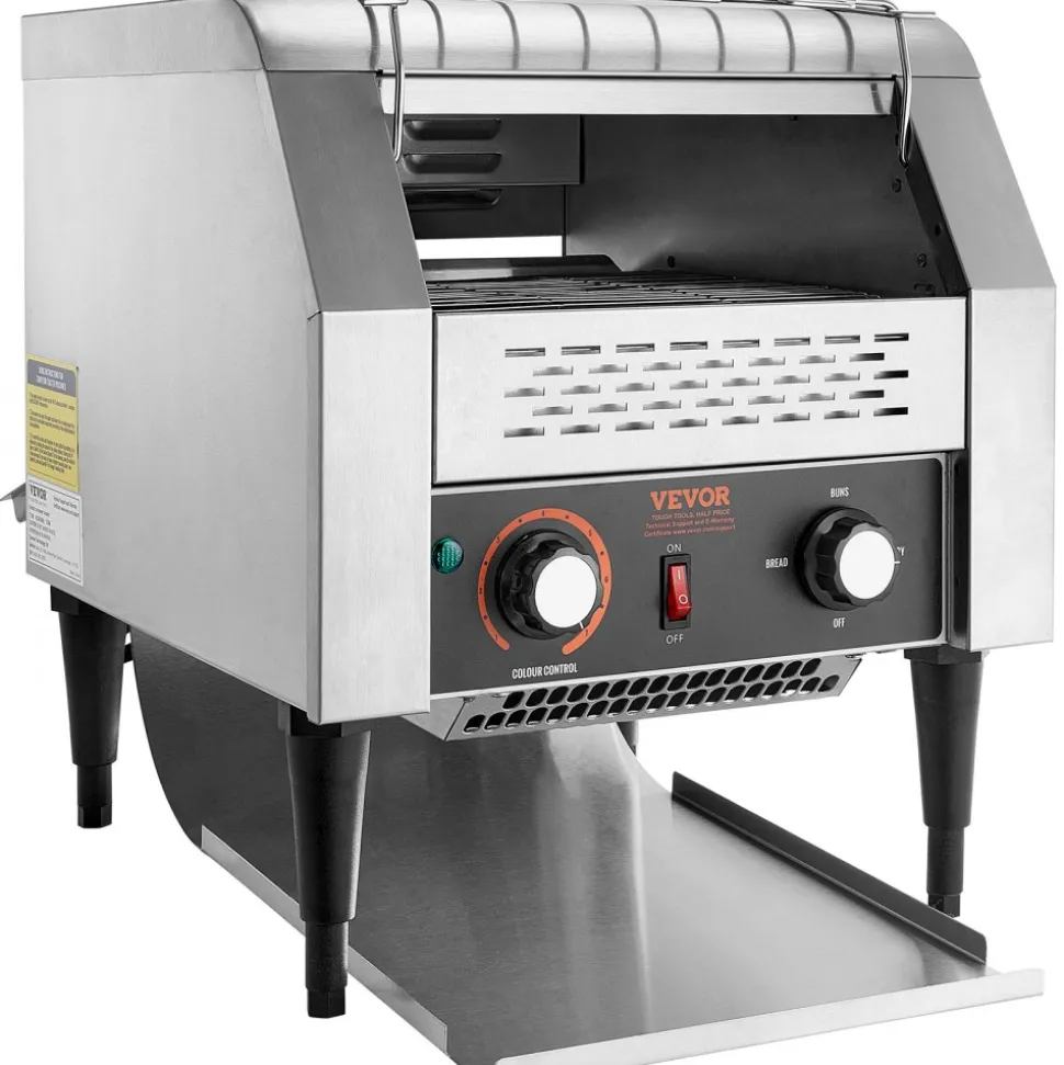 VEVOR Commercial Conveyor Toaster, 300 Slices/Hour Conveyor Belt Toaster, Heavy Duty Stainless Steel Commercial Toaster Oven, Electric Restaurant Commercial Toaster for Toast Bun, Bagel, Bread
