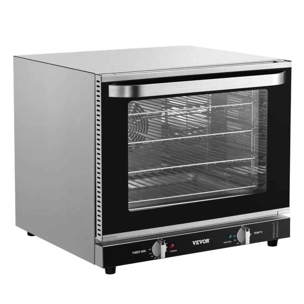 VEVOR Commercial Countertop Oven, 66L 4-Tier Toaster Ovens with Tempered Glass Door, Wire Racks & Tray, 2800W Stainless Steel Baking Ovens for Restaurant Bakery (AC208~240V,60Hz, 6-20P Plug & Output)