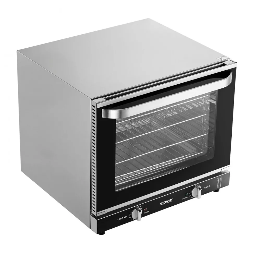 VEVOR Commercial Countertop Oven, 66L 4-Tier Toaster Ovens with Tempered Glass Door, Wire Racks & Tray, 2800W Stainless Steel Baking Ovens for Restaurant Bakery (AC208~240V,60Hz, 6-20P Plug & Output)