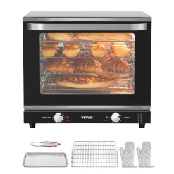 VEVOR Commercial Countertop Oven, 66L 4-Tier Toaster Ovens with Tempered Glass Door, Wire Racks & Tray, 2800W Stainless Steel Baking Ovens for Restaurant Bakery (AC208~240V,60Hz, 6-20P Plug & Output)