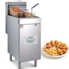 VEVOR Commercial Deep Fryer, 3-Burner Fryer for Restaurants, Stainless Steel Floor Standing Deep Fryers with Dual Baskets and Adjustable Temperature, Natural Gas Powered, 40 lbs Capacity, 90,000 BTU