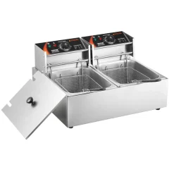 VEVOR Commercial Deep Fryer, Dual Tank 3000W Electric Countertop Fryer with Basket, 2 x 9.1Qt/8.6L Double Stainless Steel Oil Fryer, with Temp Control & Overheat Protection, for Kitchen Restaurant Use