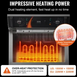 VEVOR Commercial Deep Fryer, 3000W Electric Turkey Fryer with Basket, Large Capacity 30.6Qt / 29L Countertop Single Oil Fryer, Stainless Steel, Temp Control, for Kitchen Restaurant Use, Silver