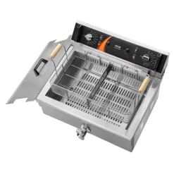 VEVOR Commercial Deep Fryer, 3000W Electric Turkey Fryer with Basket, Large Capacity 30.6Qt / 29L Countertop Single Oil Fryer, Stainless Steel, Temp Control, for Kitchen Restaurant Use, Silver