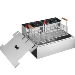 VEVOR Commercial Deep Fryer, 3000W Electric Turkey Fryer with 3 Removable Baskets, Large Capacity 18Qt / 17L Stainless Steel Countertop Single Oil Fryer, for Kitchen Restaurant Use, Silver