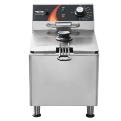 VEVOR Commercial Deep Fryer, 1750W Electric Countertop Fryer with Basket & Height-Adjustable Feet, 12Qt / 11.5L Stainless Steel Single Oil Fryer, Temp Control, Overheat Protection, for Restaurant Use