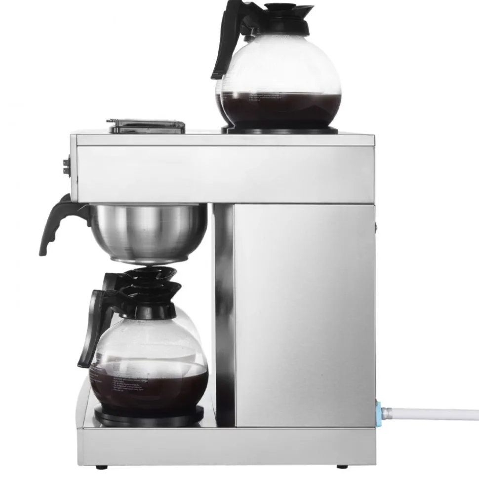 VEVOR Commercial Drip Coffee Maker, 24 Cups Coffee-Maker Machine with 4 Glass Carafes and 4 Decanter Warmer Plates, Stainless Steel Dual-Head Coffee Brewer, for Restaurant, Office, Coffee Shop & Home