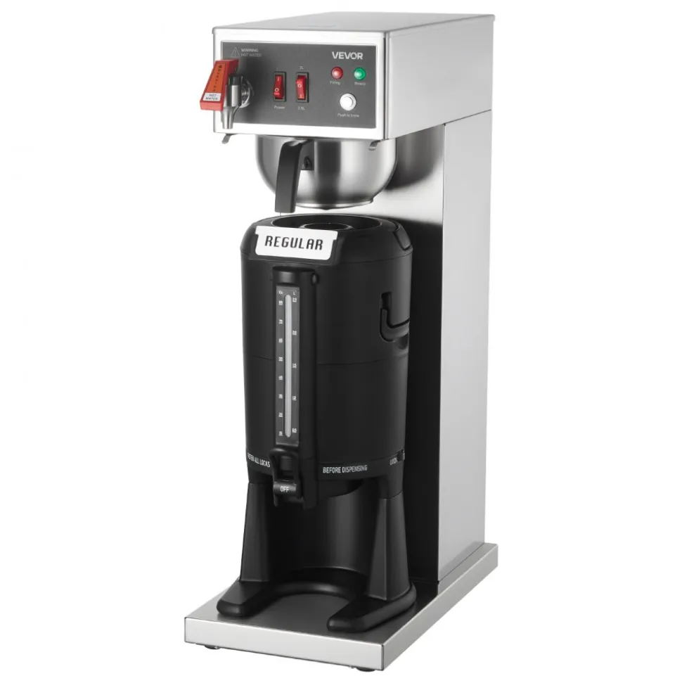 VEVOR Commercial Drip Coffee Maker, 16-17 Cups Machine with 2.5 L Thermal Carafe, Keep Warm for 4 Hours, Stainless Steel Brewer with Auto Water Filling, for Restaurant, Office, Coffee Shop & Home