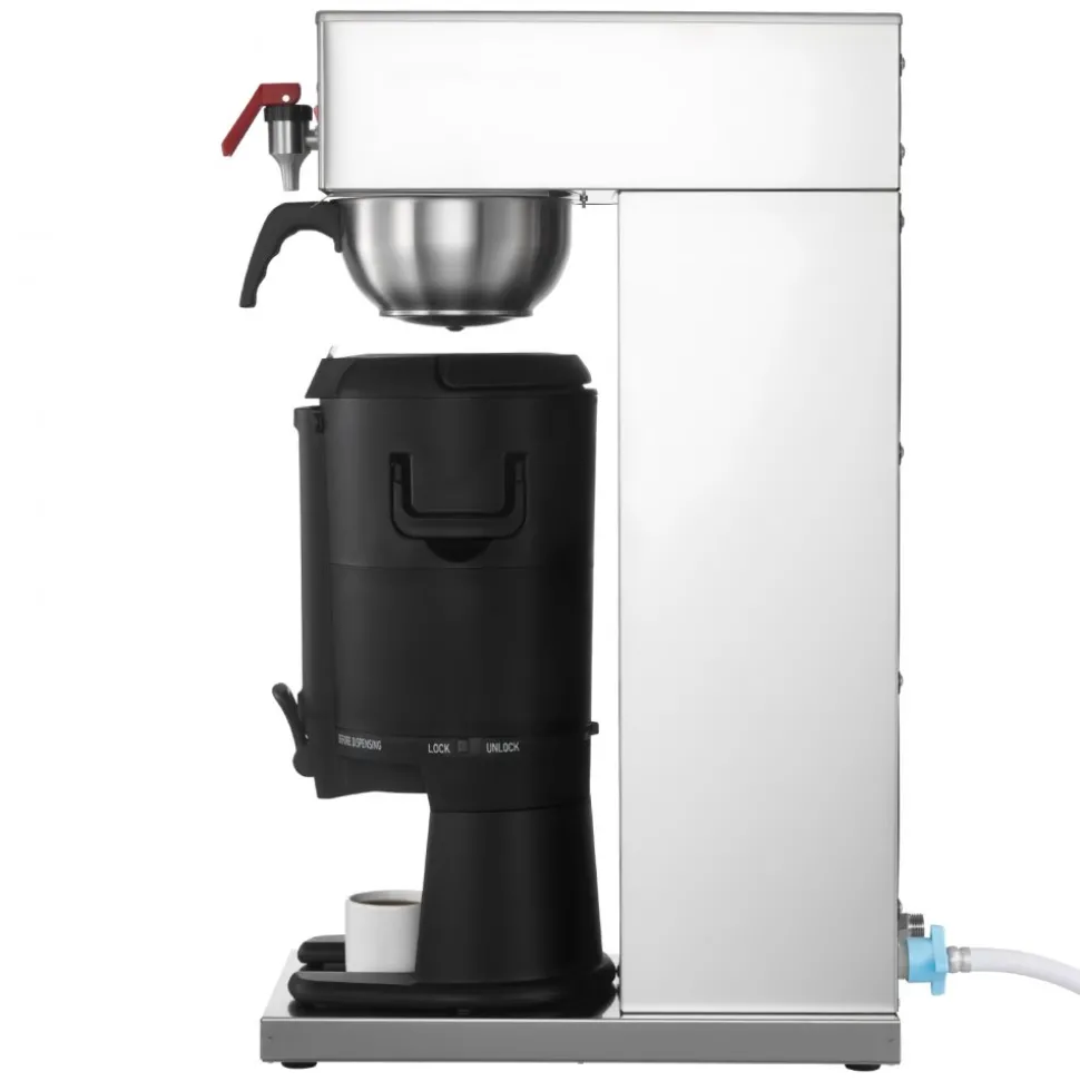 VEVOR Commercial Drip Coffee Maker, 16-17 Cups Machine with 2.5 L Thermal Carafe, Keep Warm for 4 Hours, Stainless Steel Brewer with Auto Water Filling, for Restaurant, Office, Coffee Shop & Home