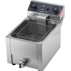 VEVOR Commercial Electric Deep Fryer, Oil Filtration Upgrade, 9.51 Qt, 1750W Stainless Steel Countertop Fryer with Basket and Lid, Temp Control, Oil Drain Valve for Commercial Restaurant Use, Silver