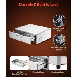 VEVOR Commercial Electric Drawer Warmer, Single-Drawer Stainless Steel Food Warmer, Freestanding Compact Warming Drawer Cabinet, 85°F–185°F Wide Temperature Range, for Restaurant, Hotel & Bakery