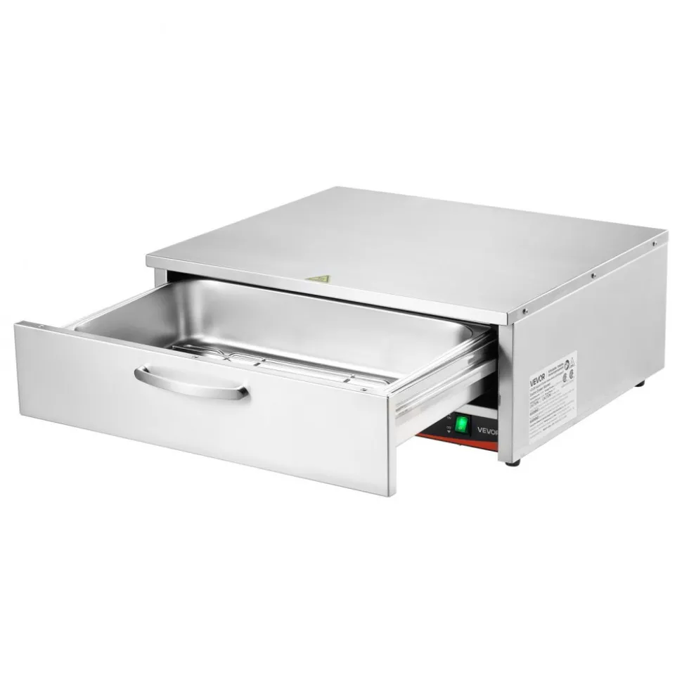 VEVOR Commercial Electric Drawer Warmer, Single-Drawer Stainless Steel Food Warmer, Freestanding Compact Warming Drawer Cabinet, 85°F–185°F Wide Temperature Range, for Restaurant, Hotel & Bakery