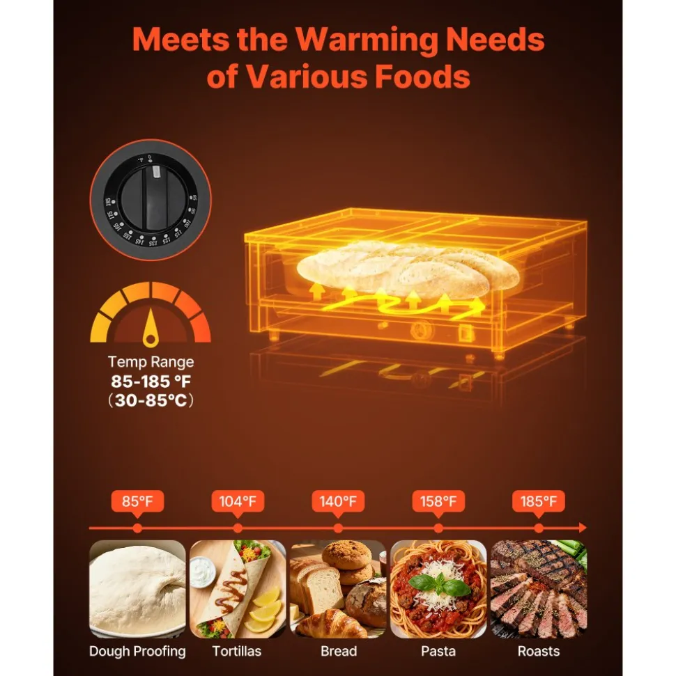 VEVOR Commercial Electric Drawer Warmer, Single-Drawer Stainless Steel Food Warmer, Freestanding Compact Warming Drawer Cabinet, 85°F–185°F Wide Temperature Range, for Restaurant, Hotel & Bakery