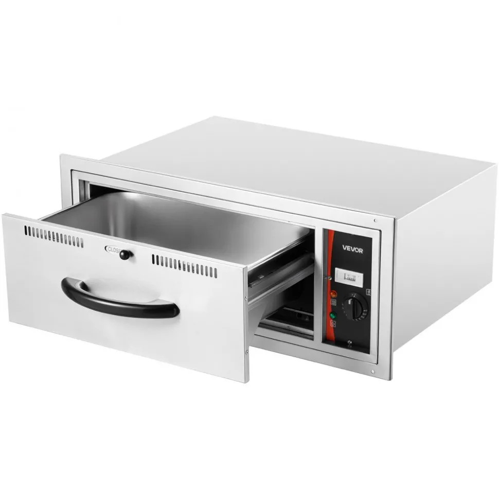 VEVOR Commercial Electric Drawer Warmer, Single-Drawer Stainless Steel Food Warmer, Freestanding Slim Warming Drawer Cabinet, 85°F–185°F Wide Temperature Range, for Restaurant, Hotel, Bakery & Kitchen
