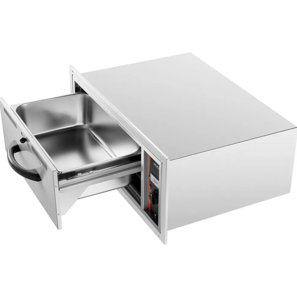 VEVOR Commercial Electric Drawer Warmer, Single-Drawer Stainless Steel Food Warmer, Freestanding Slim Warming Drawer Cabinet, 85°F–185°F Wide Temperature Range, for Restaurant, Hotel, Bakery & Kitchen