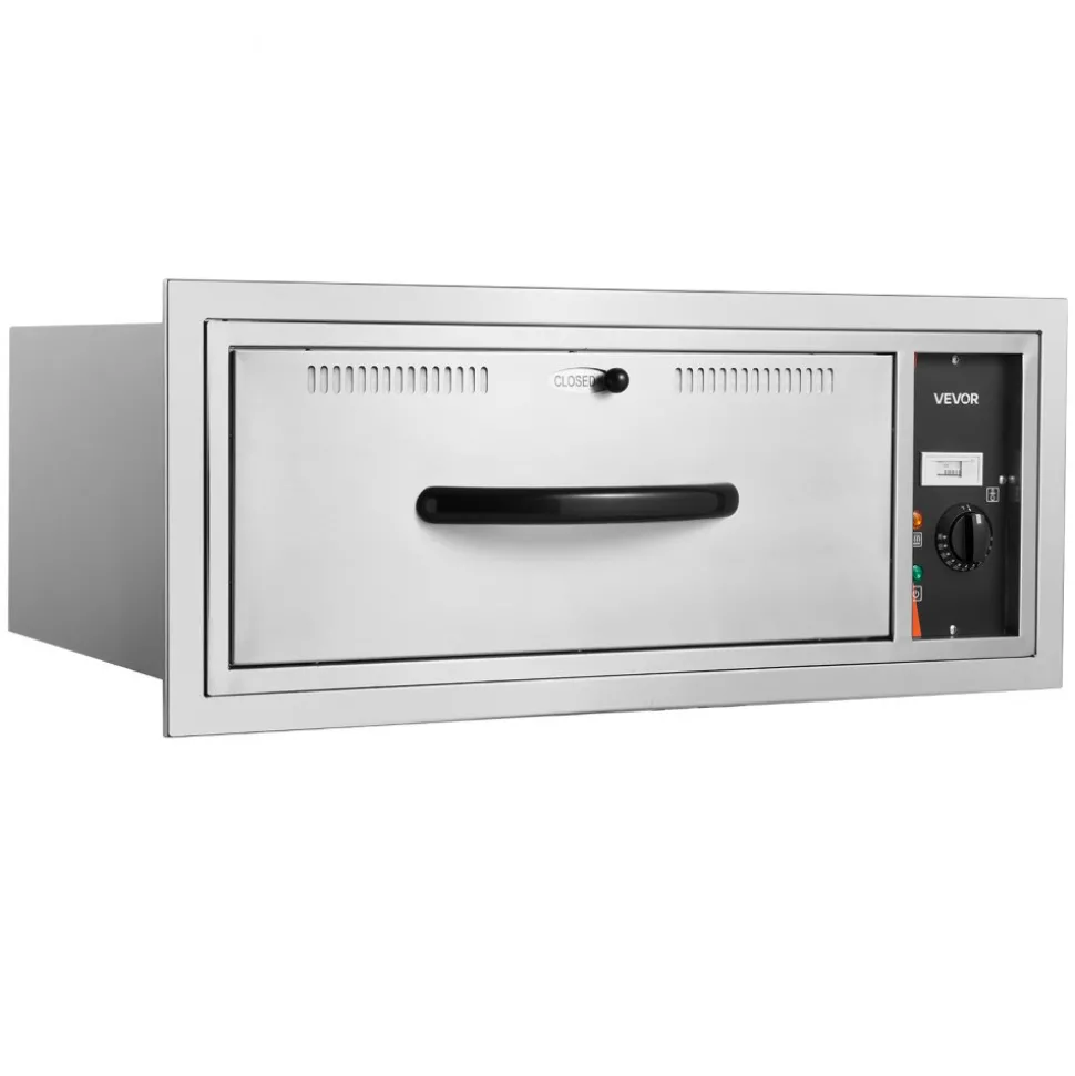 VEVOR Commercial Electric Drawer Warmer, Single-Drawer Stainless Steel Food Warmer, Freestanding Slim Warming Drawer Cabinet, 85°F–185°F Wide Temperature Range, for Restaurant, Hotel, Bakery & Kitchen