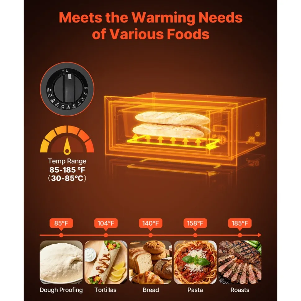 VEVOR Commercial Electric Drawer Warmer, Single-Drawer Stainless Steel Food Warmer, Freestanding Slim Warming Drawer Cabinet, 85°F–185°F Wide Temperature Range, for Restaurant, Hotel, Bakery & Kitchen