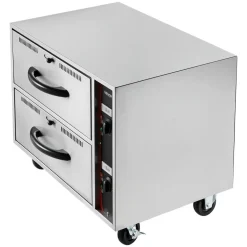 VEVOR Commercial Electric Drawer Warmer, Two-Drawer Stainless Steel Food Warmer, Freestanding Standard Warming Drawer Cabinet, 85°F–185°F Wide Temperature Range, for Restaurant, Hotel Buffet & Bakery