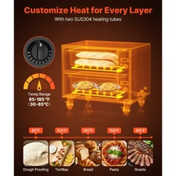 VEVOR Commercial Electric Drawer Warmer, Two-Drawer Stainless Steel Food Warmer, Freestanding Standard Warming Drawer Cabinet, 85°F–185°F Wide Temperature Range, for Restaurant, Hotel Buffet & Bakery
