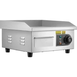 VEVOR Commercial Electric Griddle, 13.98 x 11.81 inch, 1750W, 122-570°F Adjustable Temp Control, Stainless Steel Countertop Flat Top Grill with 2 Spatulas and 2 Brushes, for Steak, Pancake, Squid