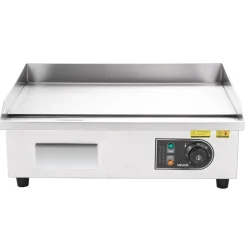 VEVOR Commercial Electric Griddle, 1750W, 122-570°F Adjustable Temp Control, Stainless Steel Countertop Flat Top Grill with 2 Spatulas, 2 Brushes and 4 Foot Pads, for Steak, Pancake