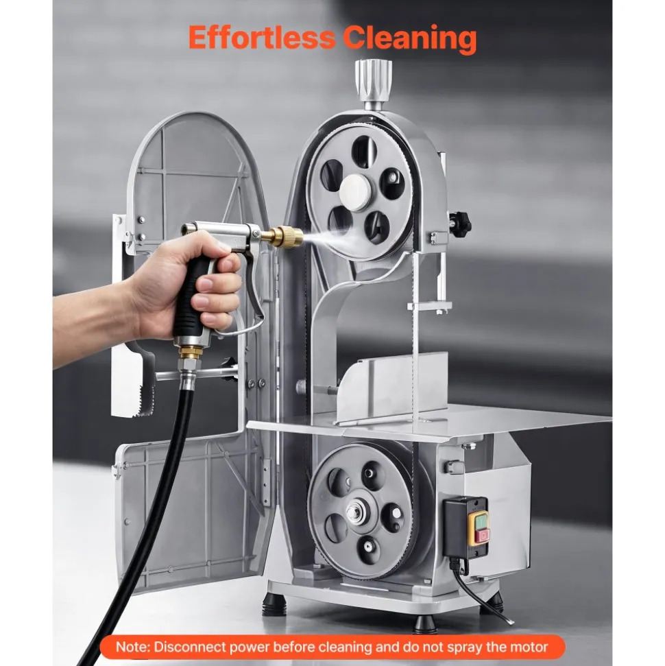 VEVOR Commercial Electric Meat Bandsaw, 2200W Stainless Steel Countertop Bone Sawing Machine, Workbeach 18.5" x 20.9", 0-7.1 Inch Cutting Thickness, Frozen Meat Cutter with 6 Blades for Rib Pork Beef
