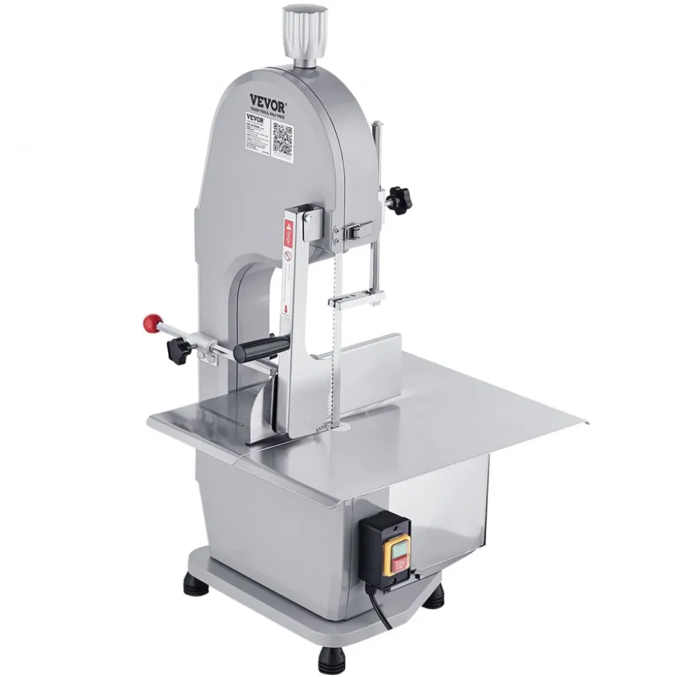VEVOR Commercial Electric Meat Bandsaw, 2200W Stainless Steel Countertop Bone Sawing Machine, Workbeach 18.5" x 20.9", 0-7.1 Inch Cutting Thickness, Frozen Meat Cutter with 6 Blades for Rib Pork Beef