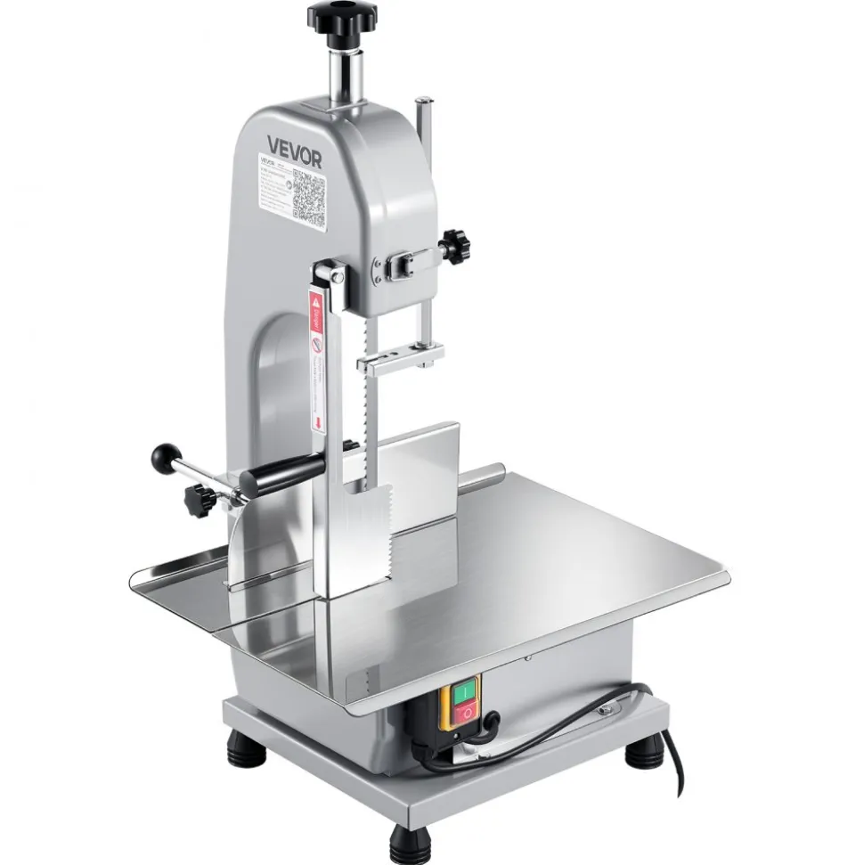 VEVOR Commercial Electric Meat Bandsaw, 650W Stainless Steel Countertop Meat Sawing Machine, Workbench 12.4" x 18.1", 4.33 Inch Max Cutting Thickness, Frozen Fish Cutter for Rib Pork Beef
