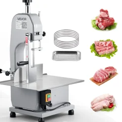 VEVOR Commercial Electric Meat Bandsaw, 650W Stainless Steel Countertop Meat Sawing Machine, Workbench 12.4