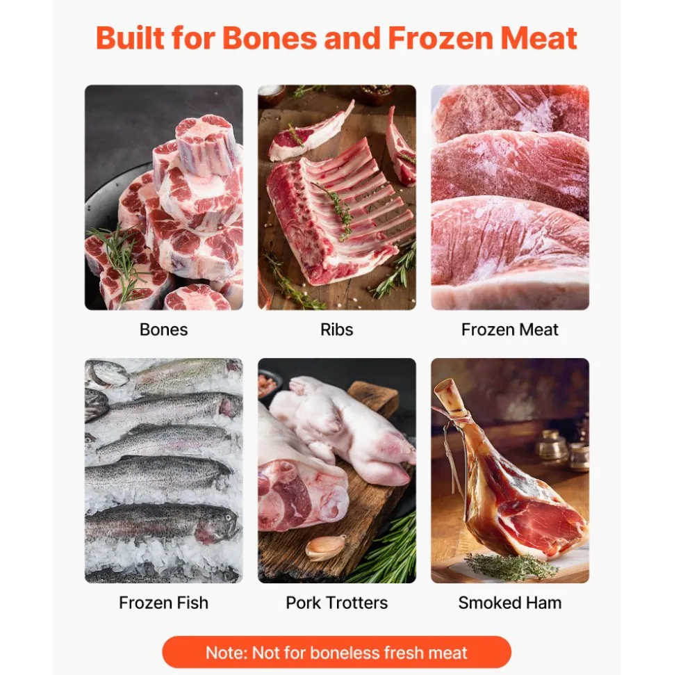 VEVOR Commercial Electric Meat Bandsaw, 650W Stainless Steel Countertop Meat Sawing Machine, Workbench 12.4" x 18.1", 4.33 Inch Max Cutting Thickness, Frozen Fish Cutter for Rib Pork Beef