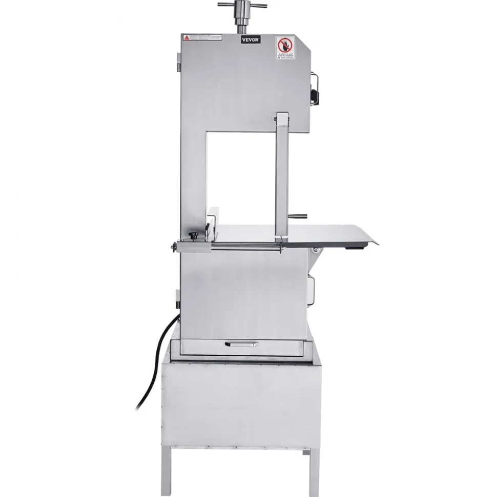 VEVOR Commercial Electric Meat Bandsaw, 2200W Stainless Steel Vertical Bone Sawing Machine, Workbeach 24.4" x 20.5", 0.16-8.7 Inch Cutting Thickness, Frozen Meat Cutter with 6 Blades for Rib Pork Beef
