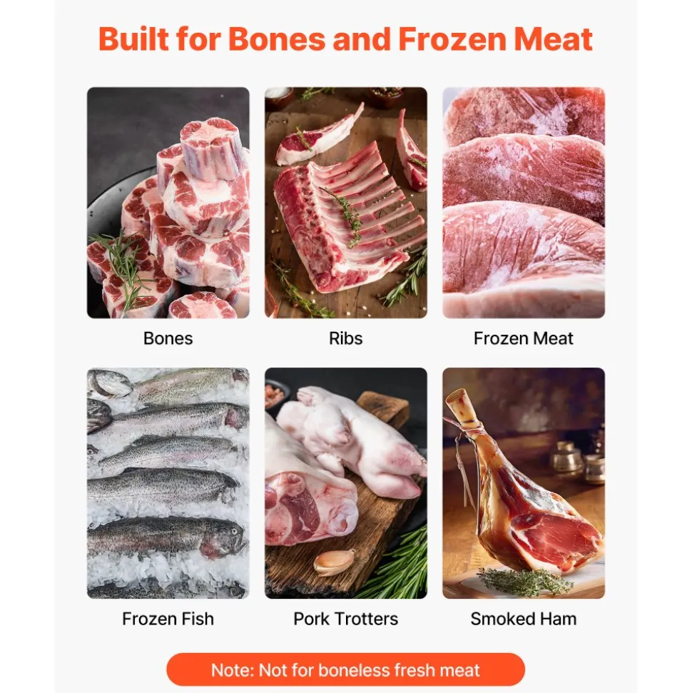 VEVOR Commercial Electric Meat Bandsaw, 2200W Stainless Steel Vertical Bone Sawing Machine, Workbeach 24.4" x 20.5", 0.16-8.7 Inch Cutting Thickness, Frozen Meat Cutter with 6 Blades for Rib Pork Beef