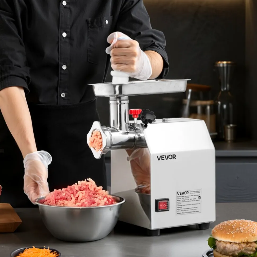 VEVOR Commercial Electric Meat Grinder, 5 lbs/min Capacity, #8 Industrial Meat Mincer with 2 Stainless Steel Blades, 2 Grinding Plates, 600W Heavy-Duty Sausage Maker Stuffer, for Kitchen, Restaurant