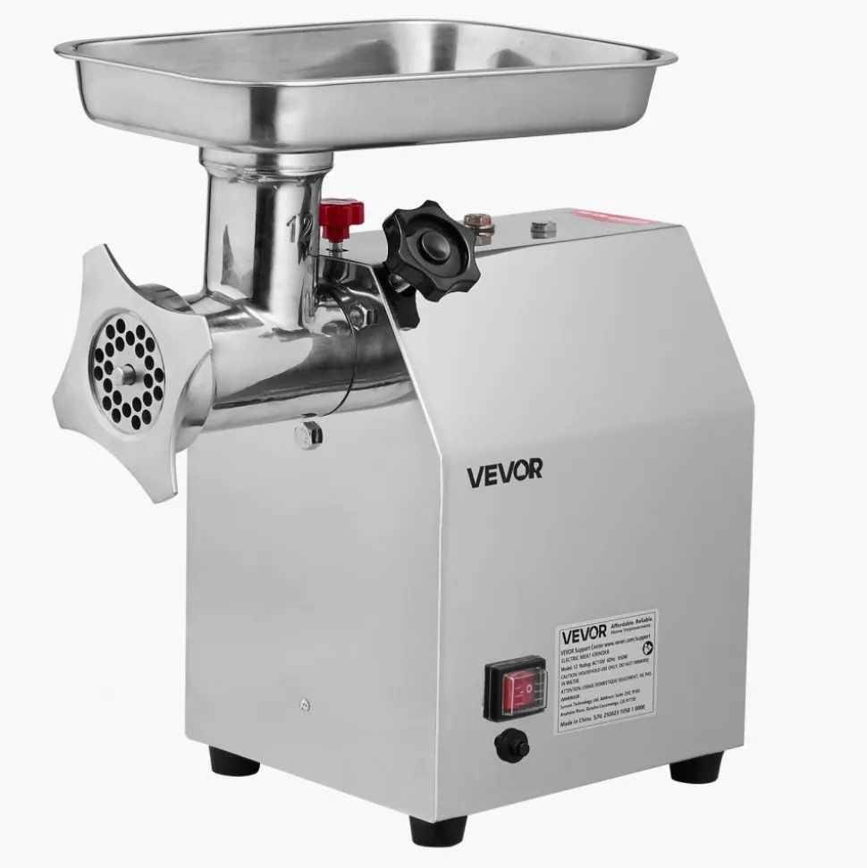 VEVOR Commercial Electric Meat Grinder, 7 lbs/min Capacity, #12 Industrial Meat Mincer with 2 Stainless Steel Blades, 2 Grinding Plates, 850W Heavy-Duty Sausage Maker Stuffer, for Kitchen, Restaurant