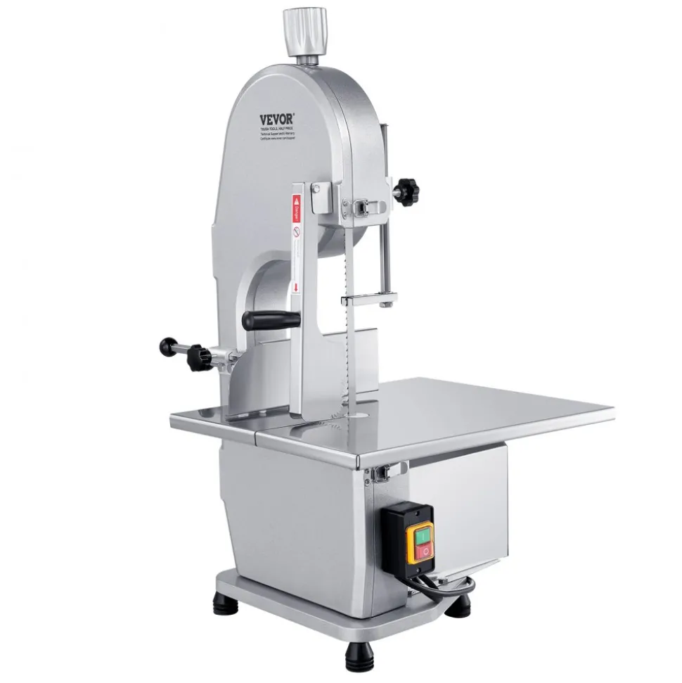 VEVOR Commercial Electric Meat Bandsaw, 1800W Stainless Steel Countertop Bone Sawing Machine, Workbeach 15" x 19.1", 7.09 Inch Max Cutting Thickness, Frozen Meat Cutter with 5 Blades for Rib Pork Beef