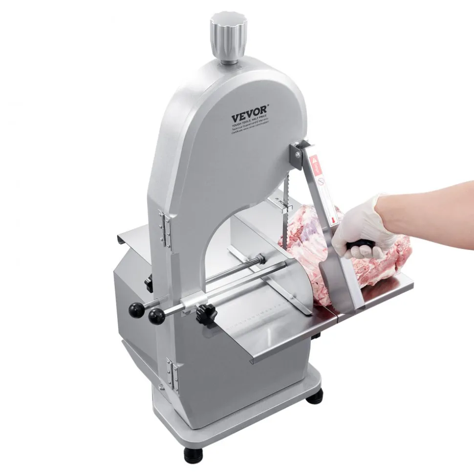 VEVOR Commercial Electric Meat Bandsaw, 1800W Stainless Steel Countertop Bone Sawing Machine, Workbeach 15" x 19.1", 7.09 Inch Max Cutting Thickness, Frozen Meat Cutter with 5 Blades for Rib Pork Beef