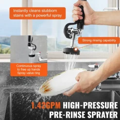 VEVOR Commercial Faucet with Pre-Rinse Sprayer, 26
