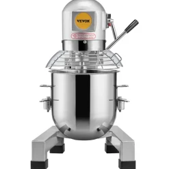 VEVOR Commercial Food Mixer, 18.7L Commercial Stand Mixer with 3 Adjustable Speeds, 1100W Dough Mixer with Stainless Steel Bowl and 3 Mixing Attachments, Ideal for Restaurant, Bakery, Pastry shop, Caf