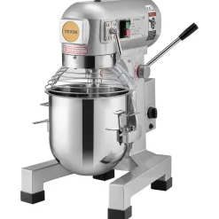 VEVOR Commercial Food Mixer, 28.5L Commercial Stand Mixer with 3 Adjustable Speeds, 1100W Dough Mixer with Stainless Steel Bowl and 3 Mixing Attachments, Ideal for Restaurant, Bakery, Pastry shop, Caf