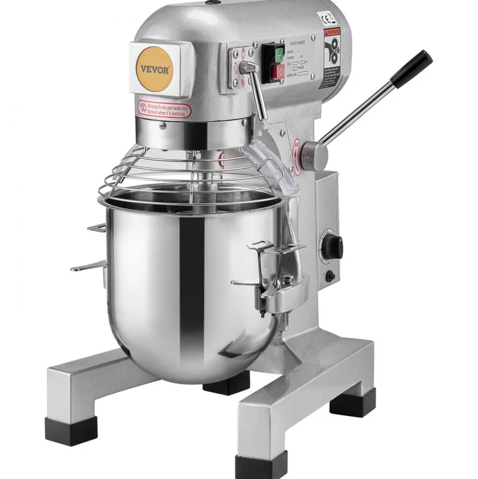 VEVOR Commercial Food Mixer, 28.5L Commercial Stand Mixer with 3 Adjustable Speeds, 1100W Dough Mixer with Stainless Steel Bowl and 3 Mixing Attachments, Ideal for Restaurant, Bakery, Pastry shop, Caf