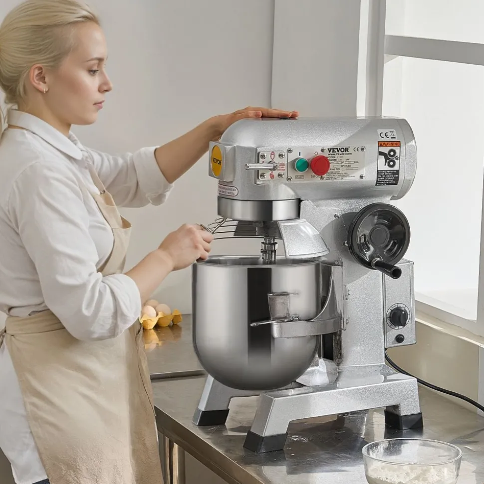 VEVOR Commercial Food Mixer, 30Qt Commercial Mixer with Timing Function, 1100W Stainless Steel Bowl Heavy Duty Electric Food Mixer Commercial with 3 Speeds Adjustable 108/199/382 RPM, Dough Hook Whisk