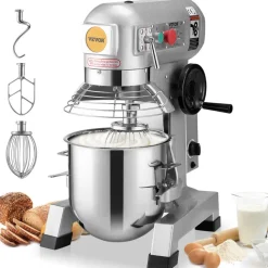 VEVOR Commercial Food Mixer, 30Qt Commercial Mixer with Timing Function, 1100W Stainless Steel Bowl Heavy Duty Electric Food Mixer Commercial with 3 Speeds Adjustable 108/199/382 RPM, Dough Hook Whisk