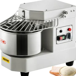 VEVOR Commercial Food Mixer, 7.3Qt Capacity, 450W Dual Rotating Dough Kneading Machine with Food-grade Stainless Steel Bowl, Security Shield & Timer Included, Baking Equipment for Restaurant Pizzeria