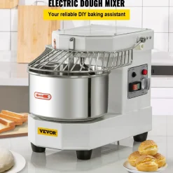 VEVOR Commercial Food Mixer, 7.3Qt Capacity, 450W Dual Rotating Dough Kneading Machine with Food-grade Stainless Steel Bowl, Security Shield & Timer Included, Baking Equipment for Restaurant Pizzeria