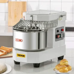 VEVOR Commercial Food Mixer, 7.3Qt Capacity, 450W Dual Rotating Dough Kneading Machine with Food-grade Stainless Steel Bowl, Security Shield & Timer Included, Baking Equipment for Restaurant Pizzeria