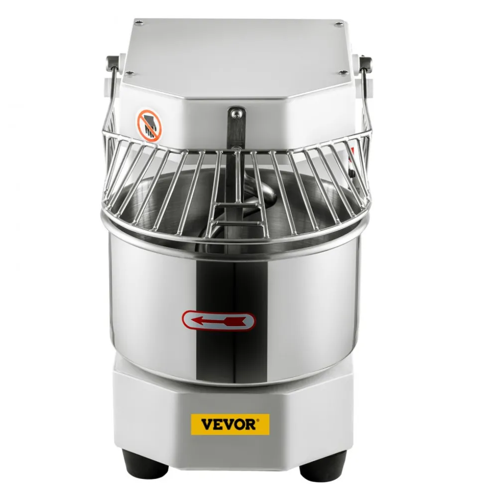 VEVOR Commercial Food Mixer, 7.3Qt Capacity, 450W Dual Rotating Dough Kneading Machine with Food-grade Stainless Steel Bowl, Security Shield & Timer Included, Baking Equipment for Restaurant Pizzeria