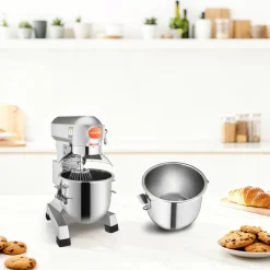 VEVOR Commercial Food Mixer 15Qt 600W 3 Speeds Adjustable 110/178/390 RPM Heavy Duty 110V with Stainless Steel Bowl Dough Hooks Whisk Beater Premium for Schools Bakeries Restaurants Pizzerias
