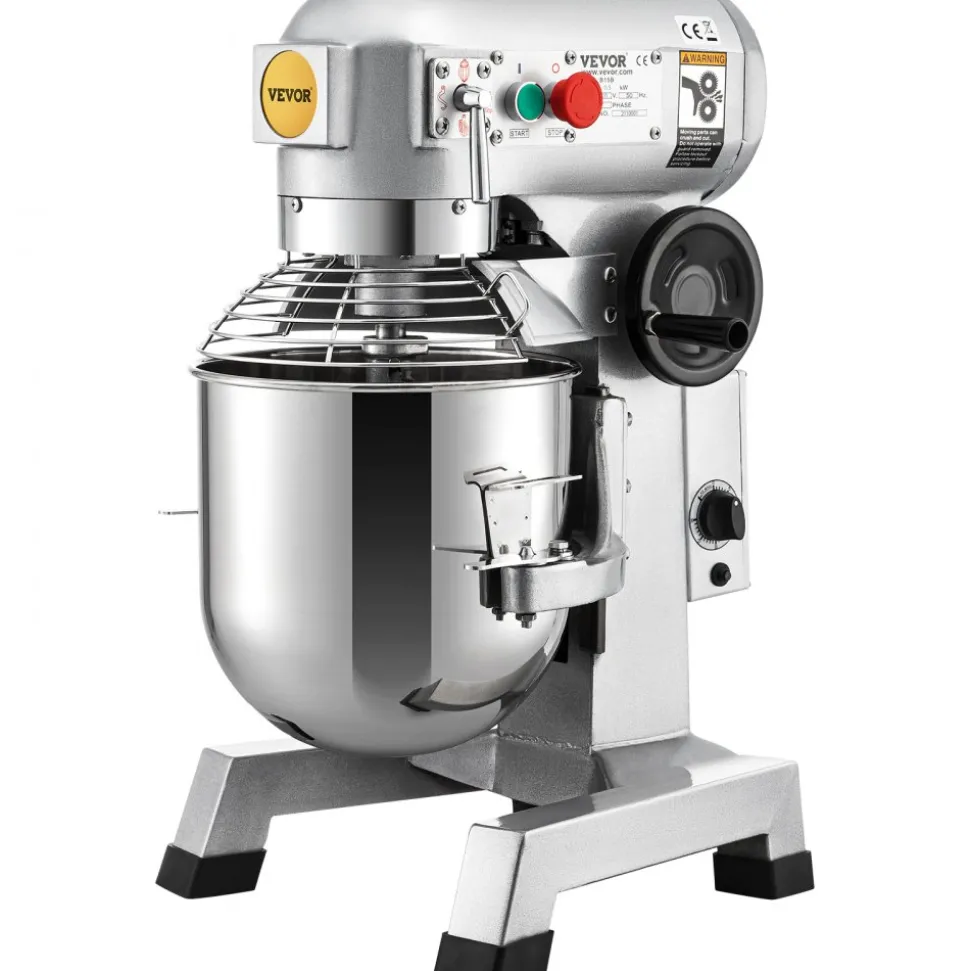 VEVOR Commercial Food Mixer, 15Qt Commercial Mixer with Timing Function, 500W Stainless Steel Bowl Heavy Duty Electric Food Mixer Commercial with 3 Speeds Adjustable 113/184/341 RPM, Dough Hook Whisk