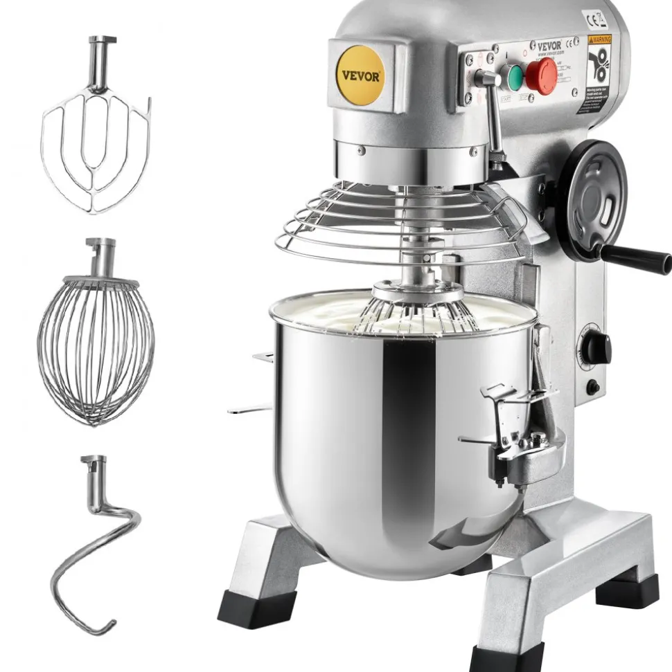 VEVOR Commercial Food Mixer, 15Qt Commercial Mixer with Timing Function, 500W Stainless Steel Bowl Heavy Duty Electric Food Mixer Commercial with 3 Speeds Adjustable 113/184/341 RPM, Dough Hook Whisk