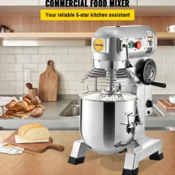 VEVOR Commercial Food Mixer, 15Qt Commercial Mixer with Timing Function, 500W Stainless Steel Bowl Heavy Duty Electric Food Mixer Commercial with 3 Speeds Adjustable 113/184/341 RPM, Dough Hook Whisk